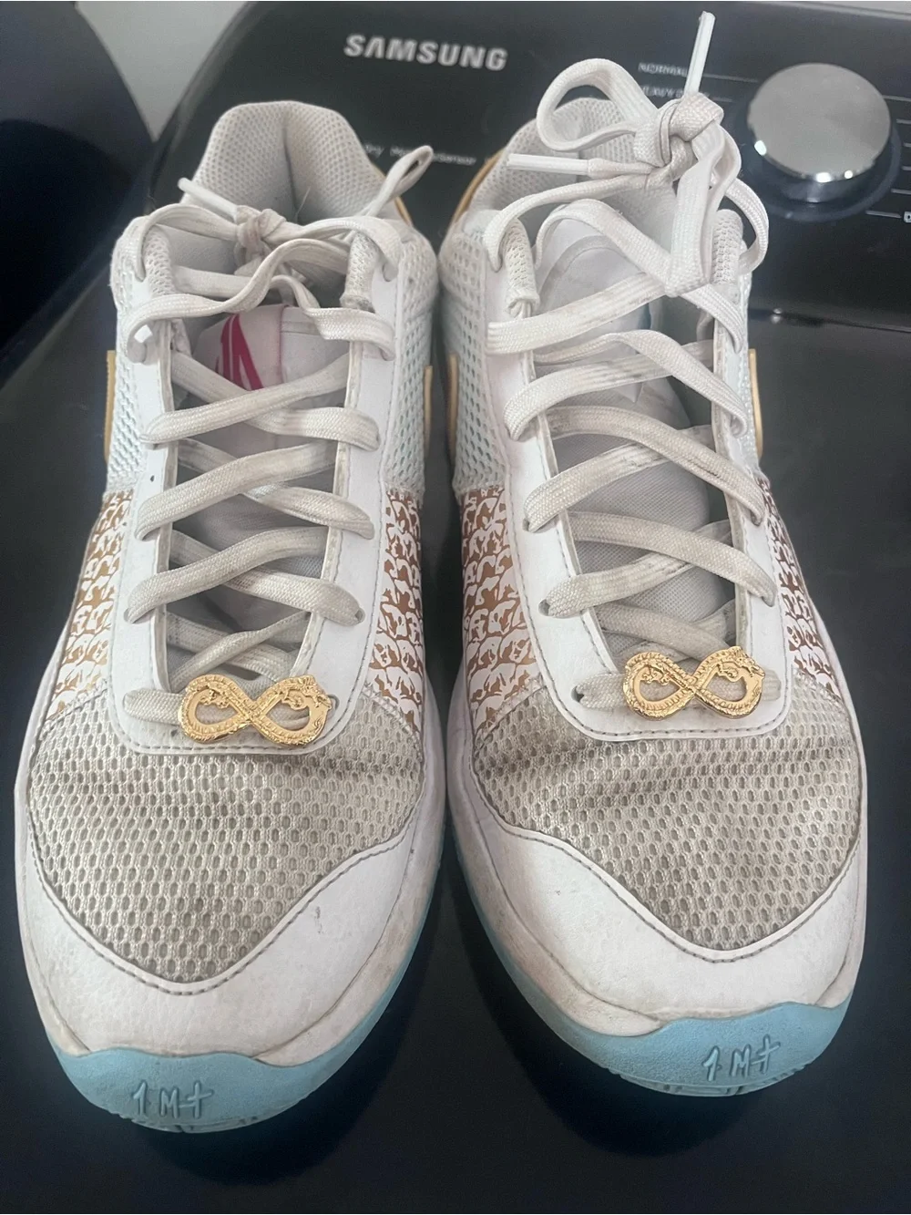 Nike Men’s Ja 1 Chinese New Year White and Gold Athletic Sneakers